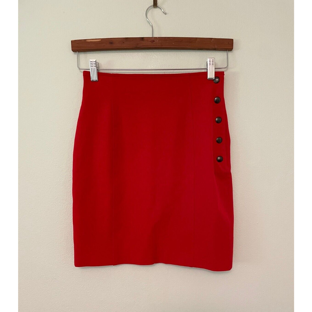 Kenzo Red Button-Detail Skirt